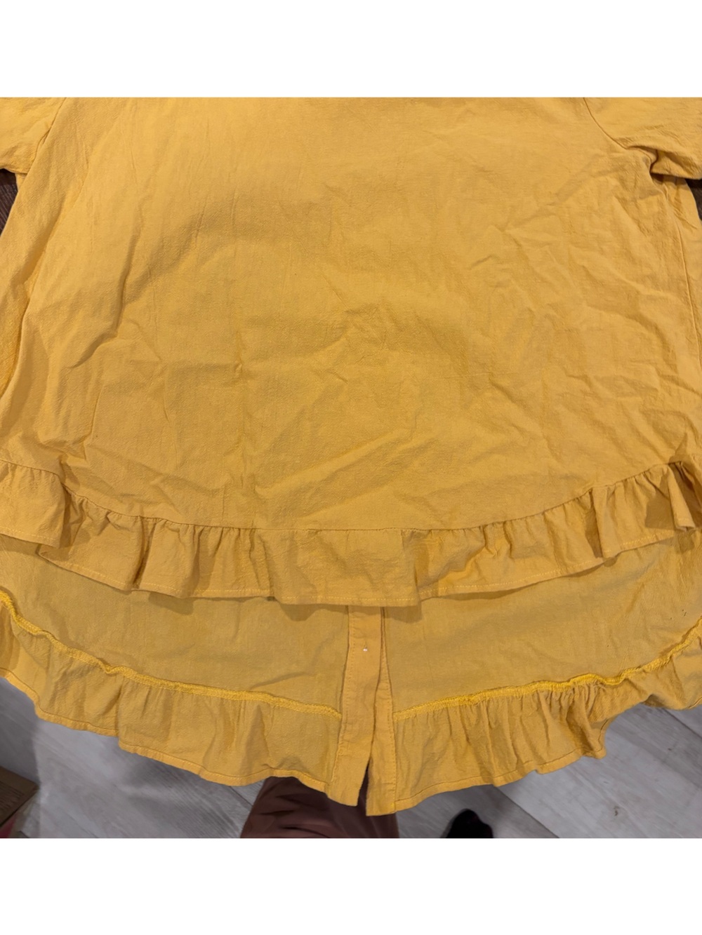 Women’s Yellow Button-Front Ruffled Blouse